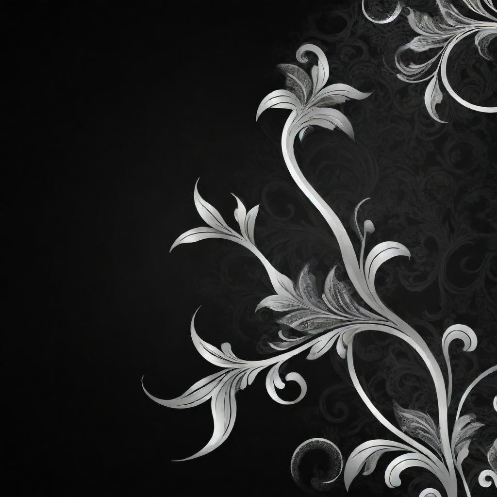 Create a beautiful, black, vector graphic background, incorporating intricate design elements for added depth and appeal.