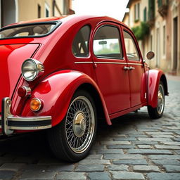 A stunning image of a Citroën 2CV reborn as a restomod with a sleek red and cherry two-tone paint scheme