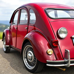 A beautifully restored Citroën 2CV with a red and cherry two-tone paint scheme, embodying a restomod aesthetic