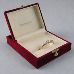 A ring box designed as an open story book. The providing pages are velvet lined to cradle the delicate ring sets, with the exterior portraying an attractive, hardcover binding.