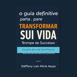 A book cover design titled 'O Guia Definitivo para Transformar Sua Vida com Estratégias de Tempo e Sucesso'