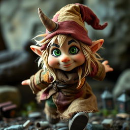 Zook Gimble, a mischievous gnome with a small horn protruding from their forehead, exuding an impish charm