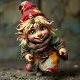 Zook Gimble, a mischievous gnome with a small horn protruding from their forehead, exuding an impish charm