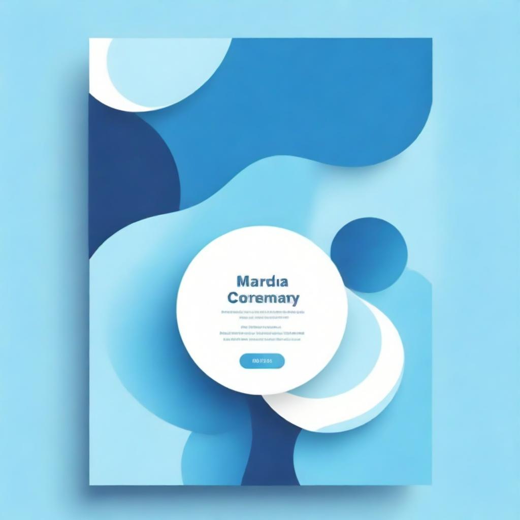 A cover page dominated by various shades of blue, featuring abstract patterns, gradients and elegant typography