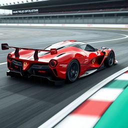 A LaFerrari imagined as a cutting-edge LMDh (Le Mans Daytona hybrid) race car, showcasing a blend of high-end luxury and advanced hybrid racing technology