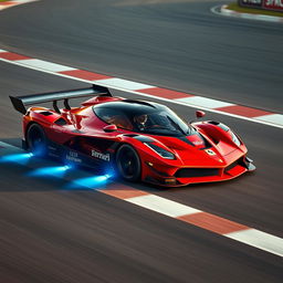 A LaFerrari imagined as a cutting-edge LMDh (Le Mans Daytona hybrid) race car, showcasing a blend of high-end luxury and advanced hybrid racing technology