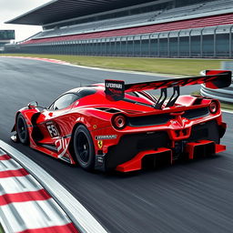 A LaFerrari designed as an LMDh racecar, featuring extremely aggressive aerodynamic enhancements