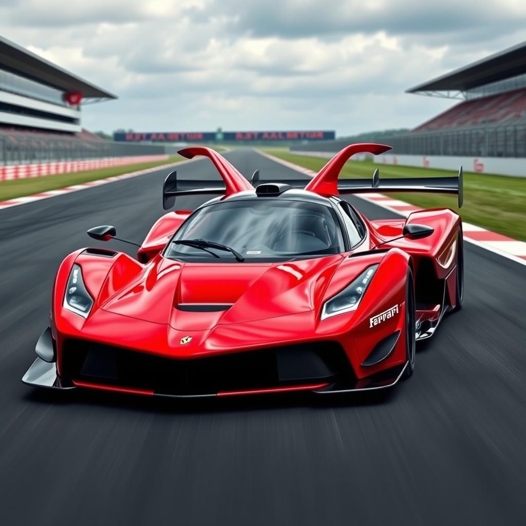 A LaFerrari prototype race car, featuring ultra-aggressive aerodynamic components