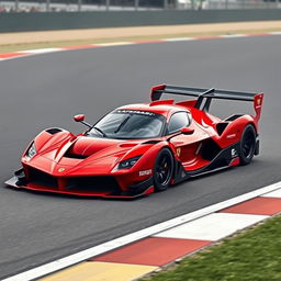 A LaFerrari prototype race car, featuring ultra-aggressive aerodynamic components