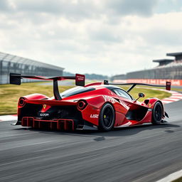 A LaFerrari conceptualized as a GTP (Grand Touring Prototype) race car, enhanced with ultra-aggressive aerodynamic components