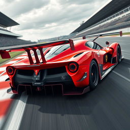 A LaFerrari conceptualized as a GTP (Grand Touring Prototype) race car, enhanced with ultra-aggressive aerodynamic components