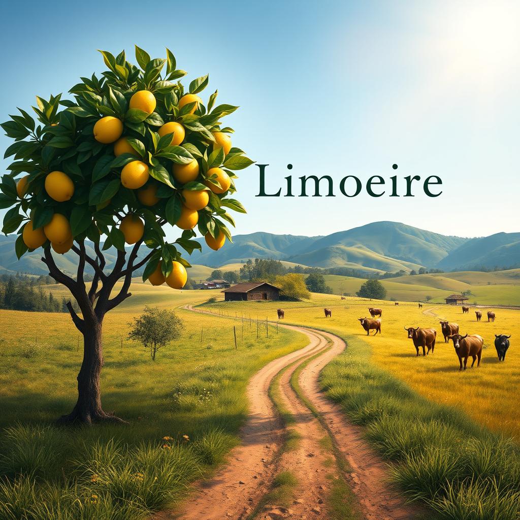 a book cover for a memoir titled "Limoeiro Não Dá Laranja," inspired by naturalism art and reflecting rural life in Minas Gerais, Brazil