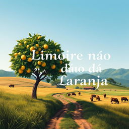 a book cover for a memoir titled "Limoeiro Não Dá Laranja," inspired by naturalism art and reflecting rural life in Minas Gerais, Brazil