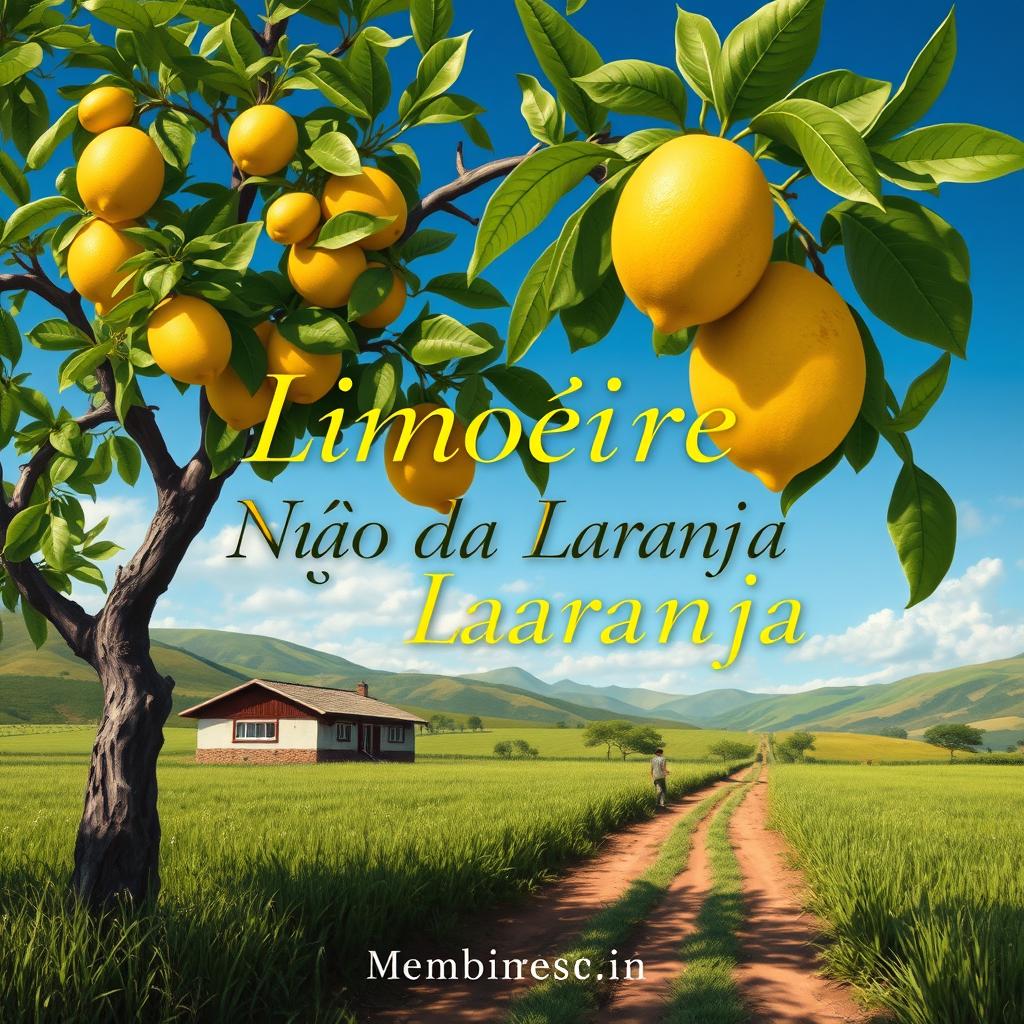 a book cover for a memoir titled "Limoeiro Não Dá Laranja," inspired by naturalism art and capturing the essence of life in Minas Gerais, Brazil