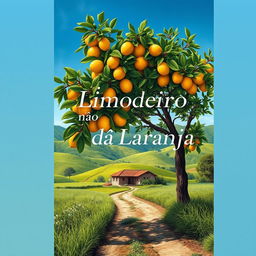 a book cover for a memoir titled "Limoeiro Não Dá Laranja," inspired by naturalism art and capturing the essence of life in Minas Gerais, Brazil