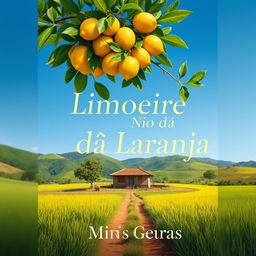 a book cover for a memoir titled "Limoeiro Não Dá Laranja," inspired by naturalism art and capturing the essence of life in Minas Gerais, Brazil