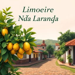 a book cover for a memoir titled "Limoeiro Não Dá Laranja," inspired by naturalism art, depicting life in a small town in Minas Gerais, Brazil