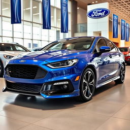 A 2025 blue Ford Falcon with an aggressive front end design