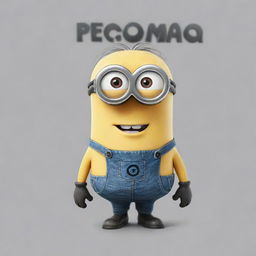 Generate a cheerful Minion wearing a T-shirt with the word 'Peremoga' written on it