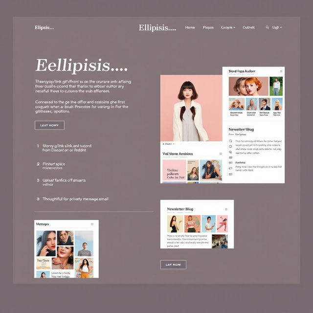 Visual concept for a homepage of a website called 'Ellipsis