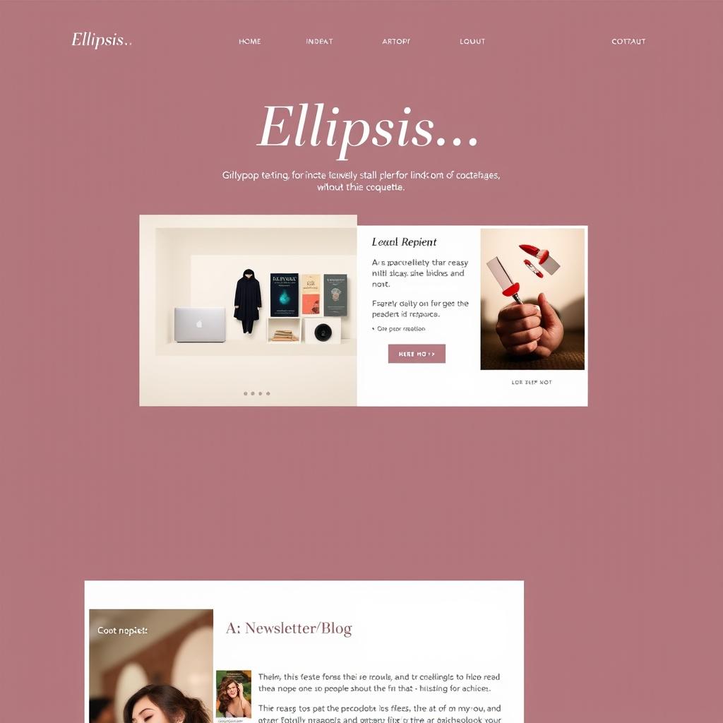 A visual concept for the homepage of an author's website named 'Ellipsis