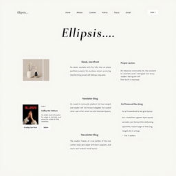 A visual concept for the homepage of an author's website named 'Ellipsis