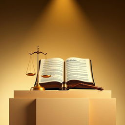 An intellectual and abstract representation of constitutional law philosophy, incorporating symbolic elements such as a large scale of justice, a grand and open constitution book, and a gavel