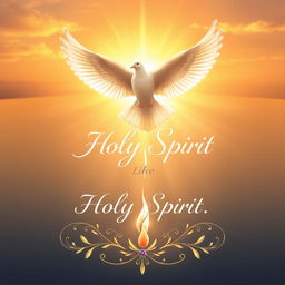 A captivating book cover design for a book about the Holy Spirit, featuring an ethereal and radiant depiction of a dove with outstretched wings, symbolizing purity and peace