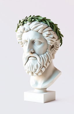 A creative low poly representation of Aristotle's bust adorned with a laurel wreath