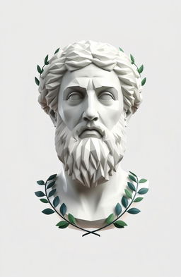 A creative low poly representation of Aristotle's bust adorned with a laurel wreath