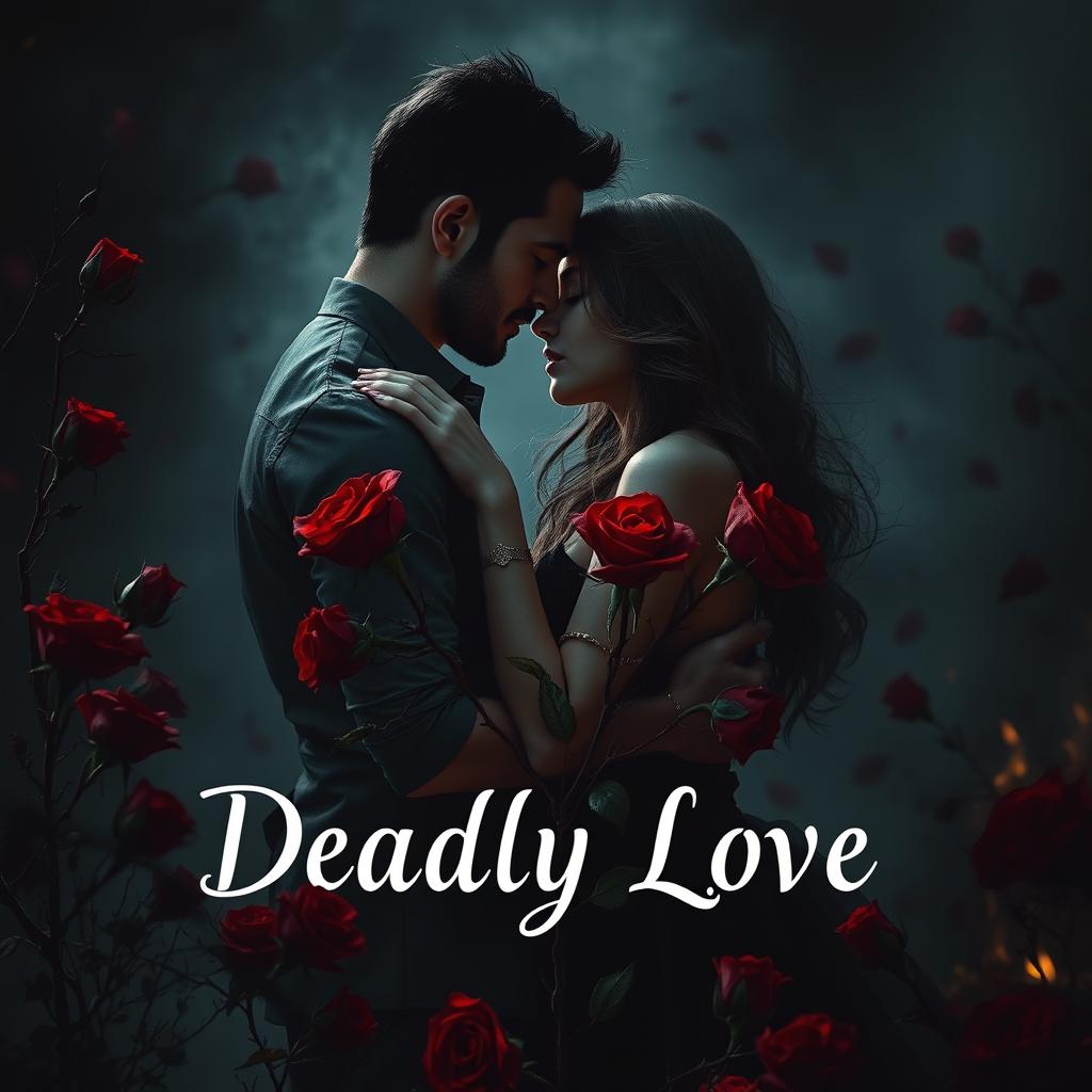 A captivating scene depicting the concept of 'Deadly Love', with intense contrasts between passion and danger