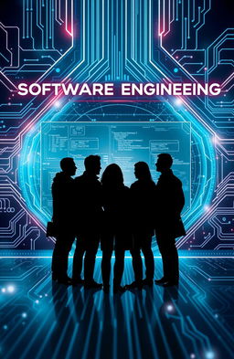 A futuristic and dynamic cover photo for a software engineering department, featuring a seamless blend of technology and innovation