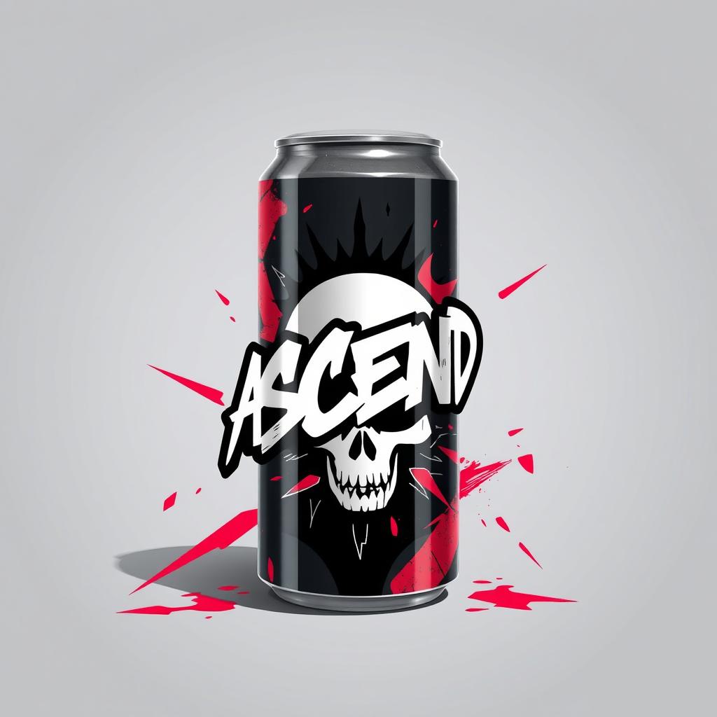 A 2D design of an energy drink can featuring bold and dynamic graffiti elements