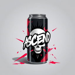 A 2D design of an energy drink can featuring bold and dynamic graffiti elements