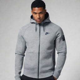 Create a unique jacket design inspired by the Nike tech fleece style, but distinctively different to avoid similarity.