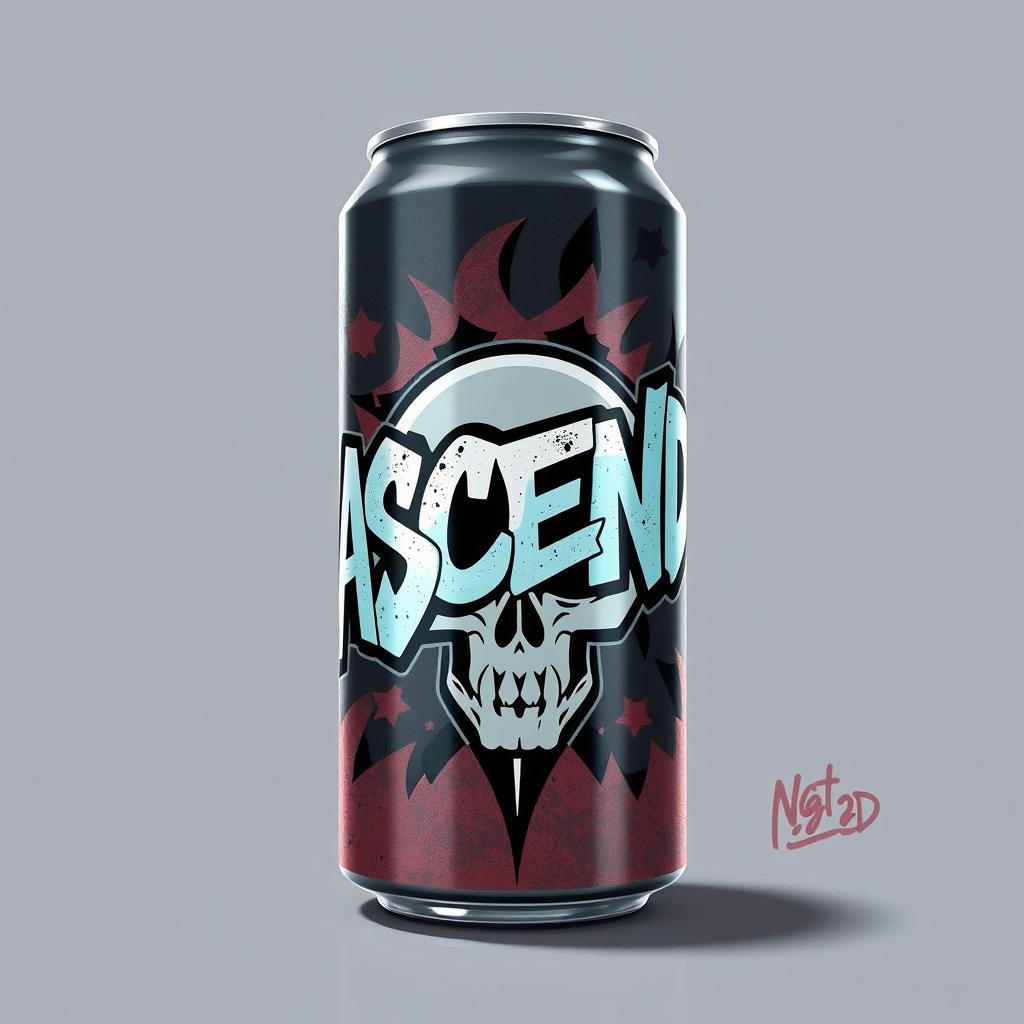 A 2D design of a soda can showcasing distinctive graffiti elements