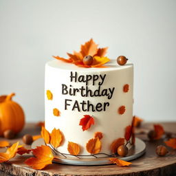 A minimalist birthday cake designed for a father with an autumn theme