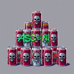 A creative 2D depiction of a pyramid composed of soda cans, each featuring graffiti-style elements