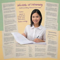 Create a poster that highlights the value of writing in everyday life, featuring a variety of common scenarios where writing plays a vital role, accompanied by inspiring quotes about writing in Filipino language.