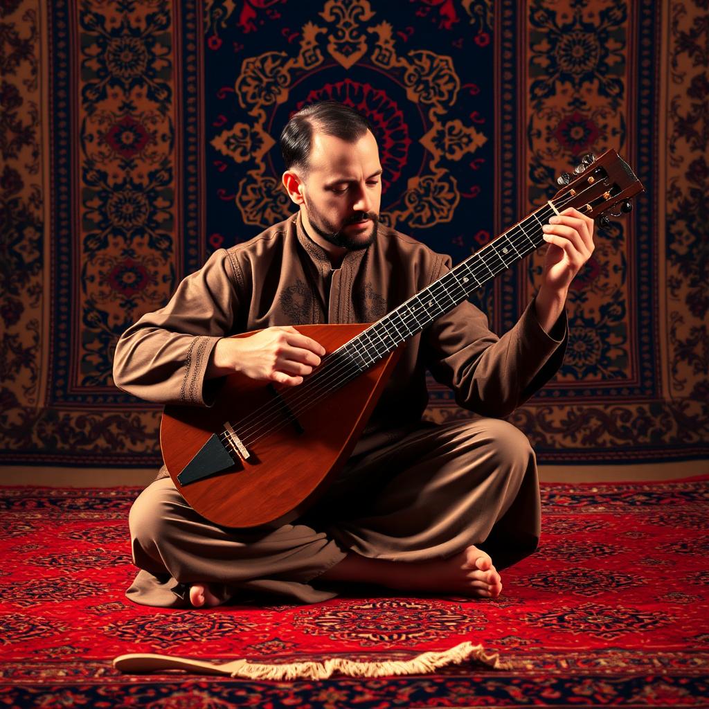 A man passionately playing the kanun, a traditional Middle-Eastern string instrument