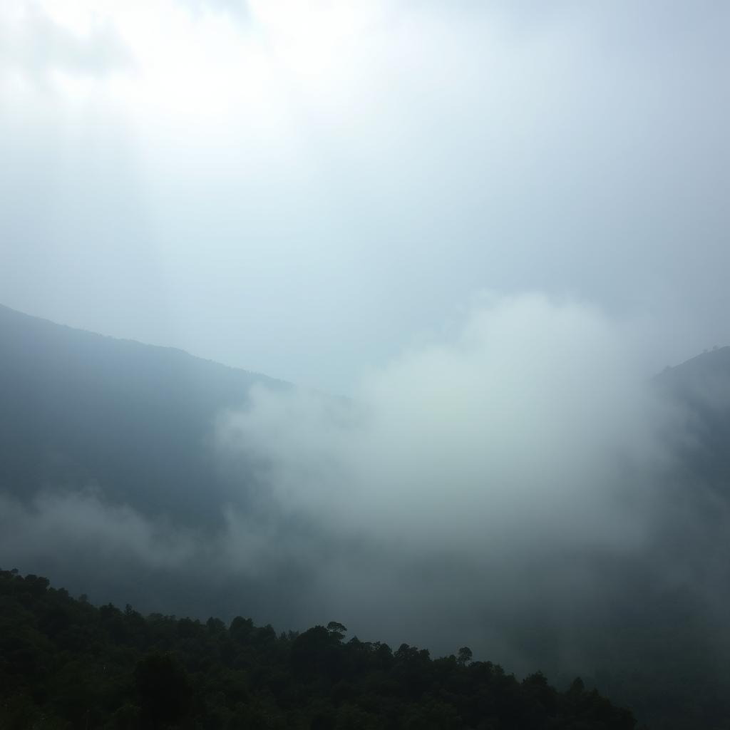 Misty mountains of the Black Sea region, enveloped in a serene blanket of fog