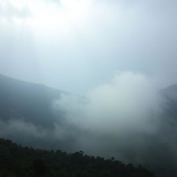 Misty mountains of the Black Sea region, enveloped in a serene blanket of fog