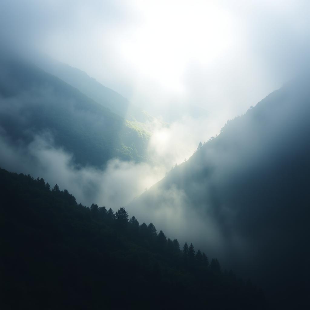 Misty mountains of the Black Sea region, enveloped in a serene blanket of fog