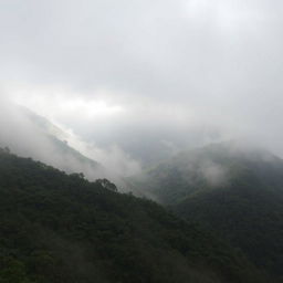 Misty mountains of the Black Sea region, enveloped in a serene blanket of fog