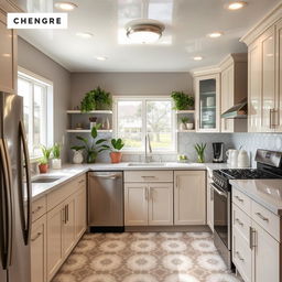 A kitchen with various changes including modern appliances, sleek countertops, fresh paint on the walls, stylish lighting fixtures, and an organized layout