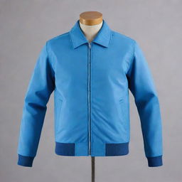 Take the previously created unique jacket design and color it in various shades of blue.