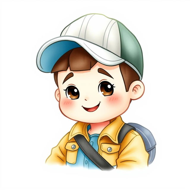 a transparent image of a cute truck driver depicted in a simple watercolor style, featuring a playful and friendly appearance