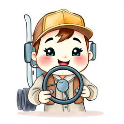 a transparent image of a cute truck driver depicted in a simple watercolor style, featuring a playful and friendly appearance