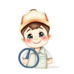 a transparent image of a cute truck driver depicted in a simple watercolor style, featuring a playful and friendly appearance