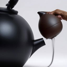 A detailed image of a pot metaphorically pointing at a kettle, insinuating it is black in a symbolic scenario.